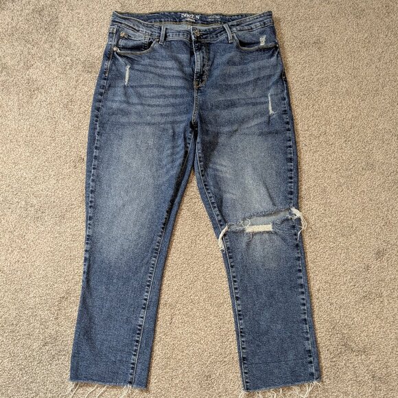DENIZEN LEVIS High-Rise Ankle Slim Blue Stretch Distressed Denim Jeans; Size 14 - Picture 1 of 5